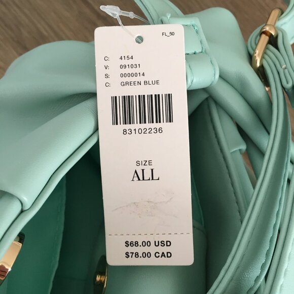 NWT Anthropologie Mini Knot Satchel Crossbody Pastel Blue/Green Purse - Picture 10 of 10